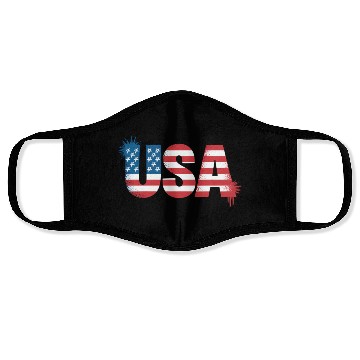 Discover USA American Flag Grafitti Text July 4 Face Masks
