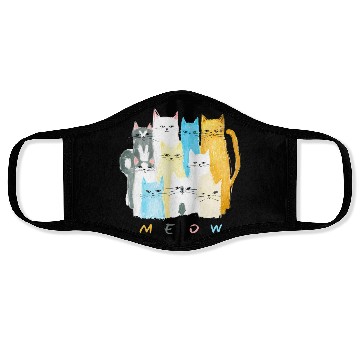 Discover Ten Colorful Cats MEOW Graphic Design Face Masks