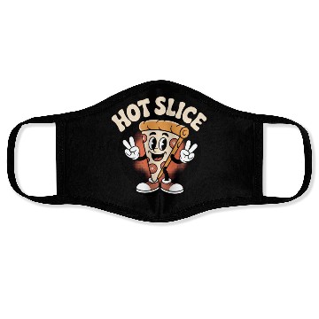 Discover Hot Slice Pizza Retro Cartoon Face Masks