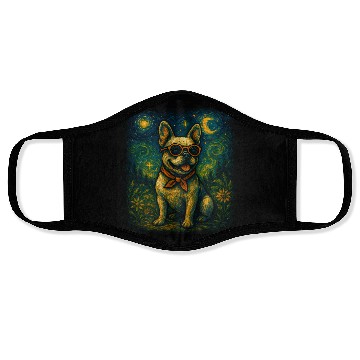 Discover Starry Night Dog Funny Art Style Retro Glasses Pet Face Masks