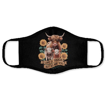 Discover Highland Cow LIFE IS TOUGH Face Masks