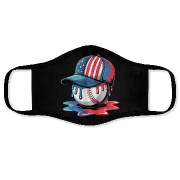 Discover Patriotic Baseball Dripping Flag Hat Face Masks