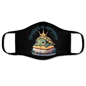Discover Nap Time Turtle on Pillow Throne - Superpower. Face Masks