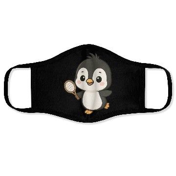 Discover Cute penguin tennis player cartoon chibi sport Face Masks