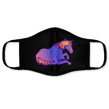 Discover Purple Horse Lying Down, Hand Drawn, Bright Colors Face Masks