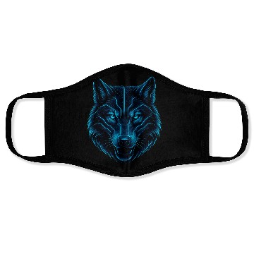 Discover Cyber Wolf – Futuristic Neon Blue Wolf Head Face Masks