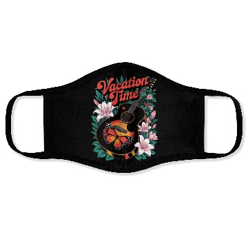 Discover Vacation Time – Butterfly Guitar Bloom Face Masks