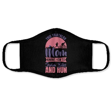 Discover Swim Bike Run Mom Face Masks