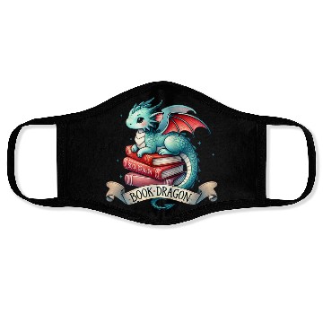 Discover Funny Book Lover Book Reading Dragon Face Masks