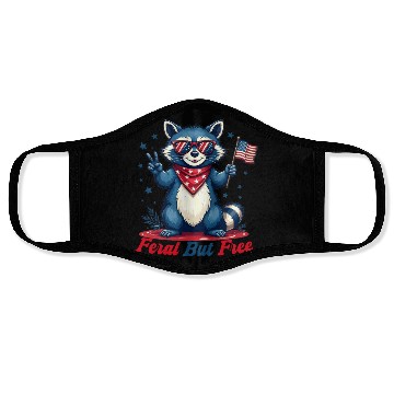 Discover Feral But Free Funny Patriotic Raccoon 4th of july Face Masks