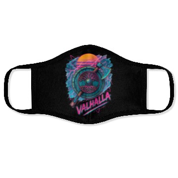 Discover Viking Valhalla Norse Retro Vaporwave Face Masks