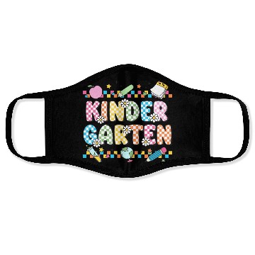 Discover Kindergarten Checkerboard Teacher Face Masks