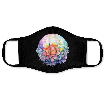 Discover Retro Zen Lotus Mandala Rainbow Face Masks
