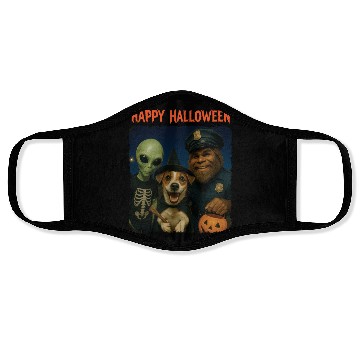 Discover Bigfoot Alien Jack Russell Funny Halloween Trick Face Masks
