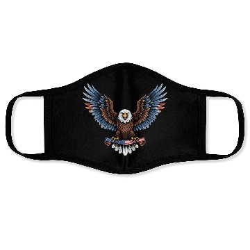Discover brow blue eagle with us flag Face Masks
