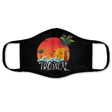 Discover Vibrant Tropical Sunset Scene Face Masks