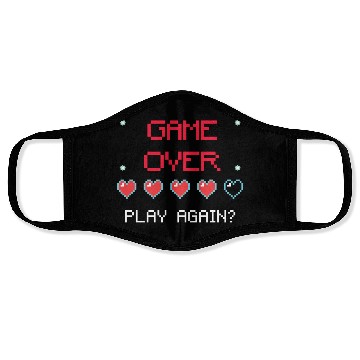 Discover Game Over , Play Again ? Pixel Art Face Masks