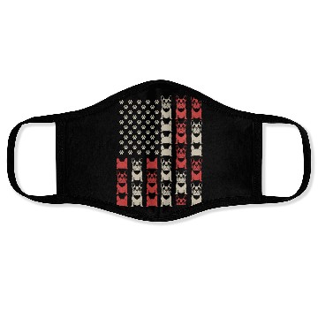Discover French Bulldog American Flag Paw Print Pattern Face Masks