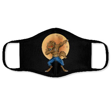 Discover Dabbing Werewolf Retro Moon Halloween Monster Face Masks