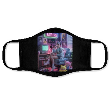 Discover Y2K Gamer Girl Vibes – Retro Tech & Neon Room Aest Face Masks