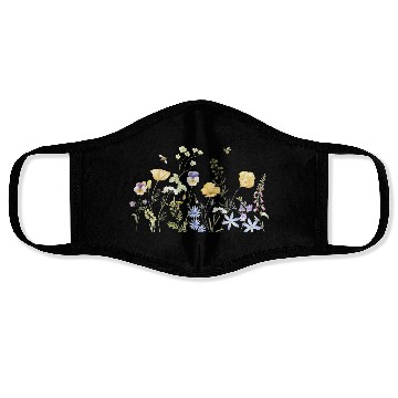Discover "Wildflower Garden Botanical Illustration - Nature Face Masks