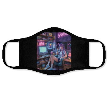 Discover Y2K Gamer Girl Vibes – Retro Tech & Neon Room Aest Face Masks