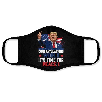 Discover Congratulations world, It's time for peace! Face Masks