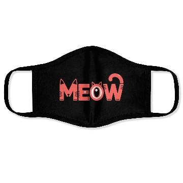 Discover Playful Meow Cat Typography for Cat Lovers Face Masks