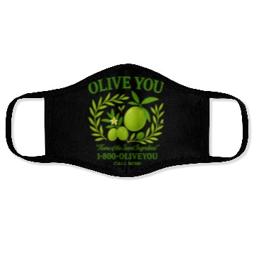 Discover Olive You Cute Vintage Pun Graphic Face Masks