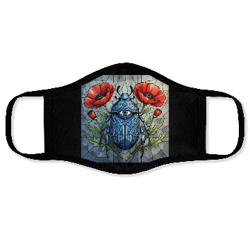 Discover Beetle stained glass bug design vibrant poppy Face Masks