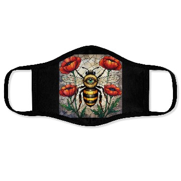 Discover Bumble bee stained glass vibrant poppy flower eye Face Masks