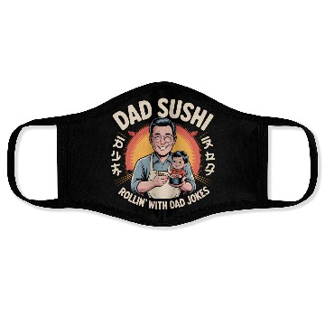 Discover Reel Cool Dad Sushi Fishing Funny Father’s Day Face Masks