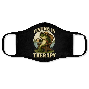 Discover Fishing Is My Therapy – Chill Fish by the Lake Face Masks