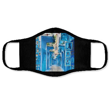 Discover Chefchaouen Blue City Landscape Face Masks