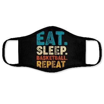 Discover Eat Sleep Basketball Repeat Retro Vintage Face Masks