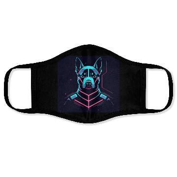 Discover Cyberpunk Neon Dog – Futuristic Tech Pet Design Face Masks
