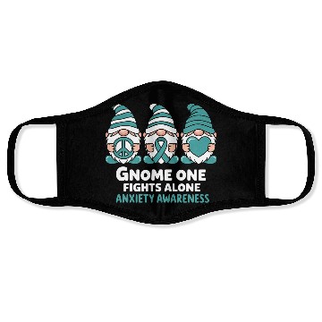 Discover Anxiety Awareness Gnome One Fights Alone Wear Face Masks