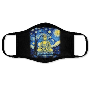 Discover Starry Night Buddha Zen Art Inspired by Van Gogh Face Masks