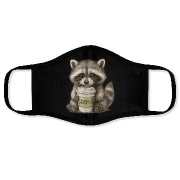 Discover raccoon and coffee - design Kawa Zoomies Face Masks