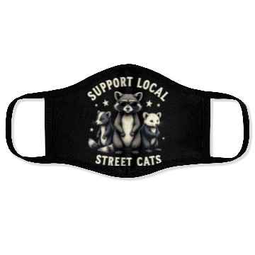 Discover Support Local Street Cats Funny Raccoon Opossum Face Masks
