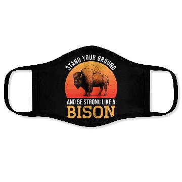 Discover Bison - Retro Sunset Face Masks