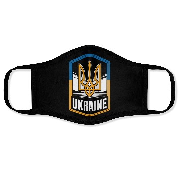 Discover Ukraine Shield Badge Trident Emblem Ukrainian Face Masks