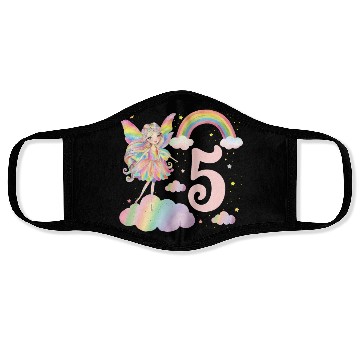 Discover Magical Rainbow Fairy Elf 5th Birthday Girl Face Masks