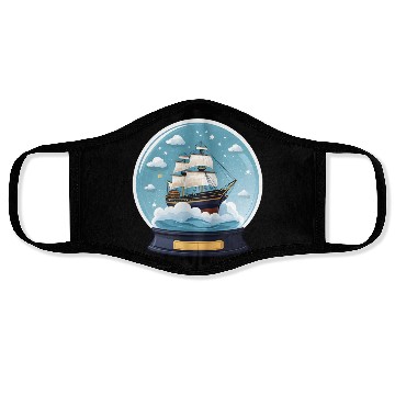 Discover Fantasy Ship in Star Filled Snow Globe Face Masks