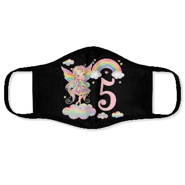 Discover Magical Rainbow Fairy Elf 5th Birthday Girl Face Masks