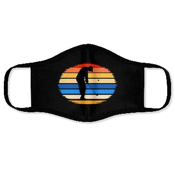 Discover Retro Style Golf Player Silhouette Golf Lover Face Masks