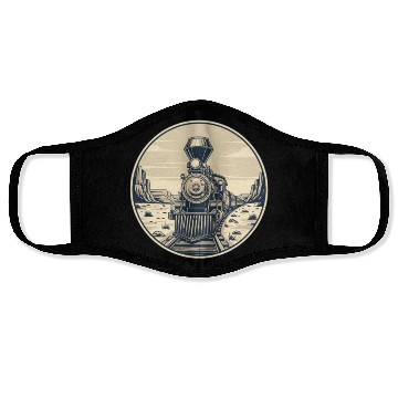 Discover Vintage Western Steam Train Badge Face Masks