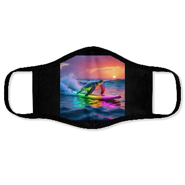 Discover sea turtle design neon turtle Face Masks
