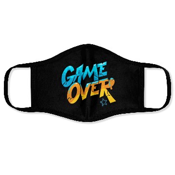 Discover Blue and Yellow Graffiti Game Over Face Masks 2025