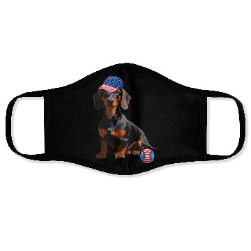 Discover Dachshund dog baseball lover us flag Face Masks